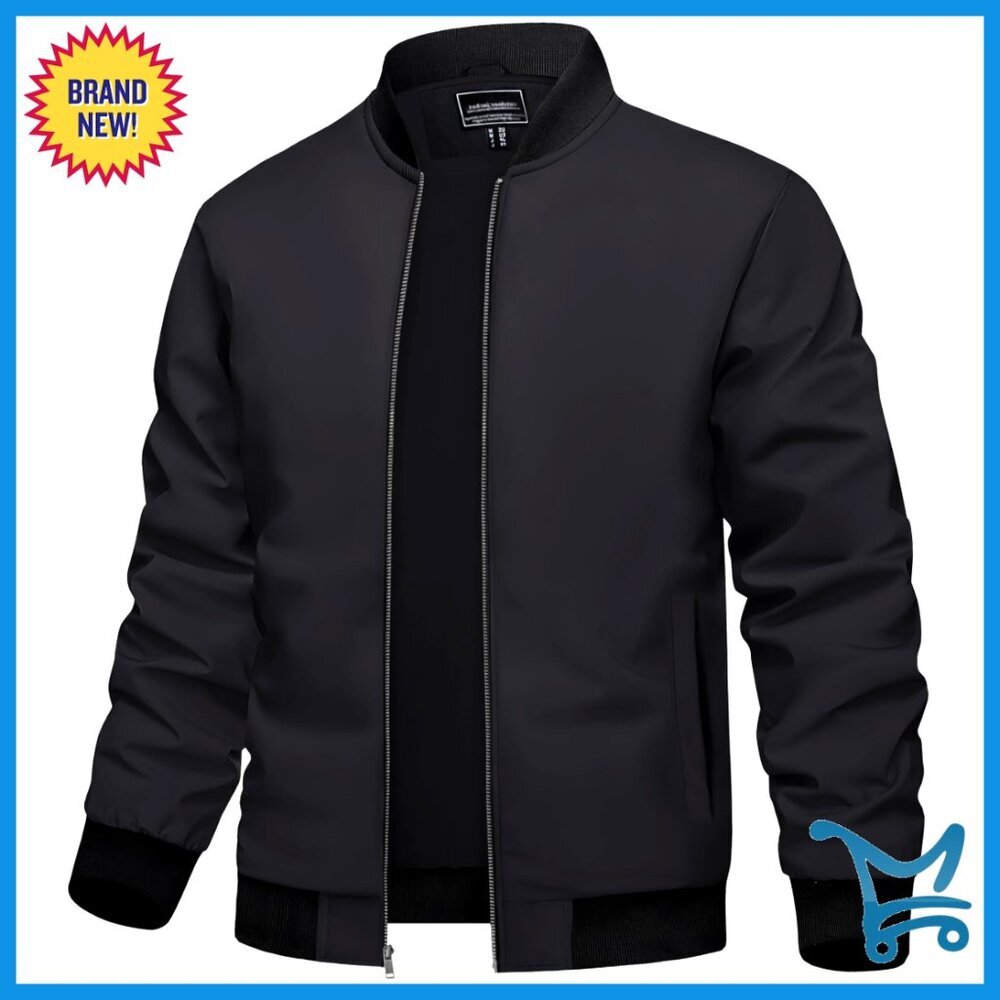 Men's Lightweight Bomber Jacket Windbreaker with Pockets Polyester
